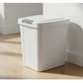 thumbnail image 2 of 4 Pack 7.5 Gallon / 30 Quart / 28.39 L Rectangular Plastic Trash Can with Flip Lid - Slim Space-Saving Wastebasket, White, 2 of 7