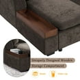thumbnail image 4 of 93.7" L-shaped Modular Sectional Sofa with wooden Storage Compartment, Small Upholstered Sofa Couch for Small Space, Modern 3 Seater Convertible Sofa for Living Room, Apartment, Office, Brown, 4 of 9