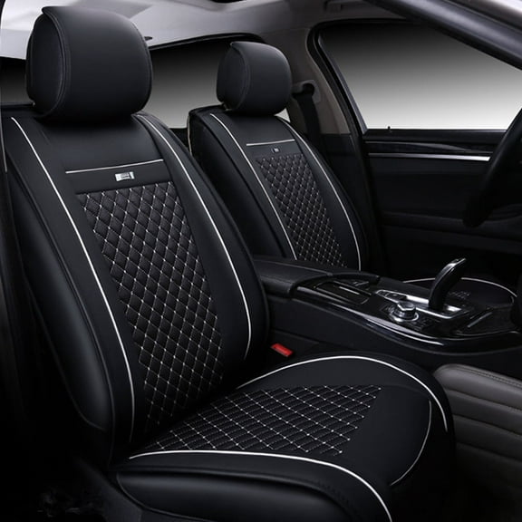 Tuqiang Car Seat Covers Leather for Acura for TSX 2004-2014 Airbag Safe Car Seat Covers Waterproof Full Set Black and White