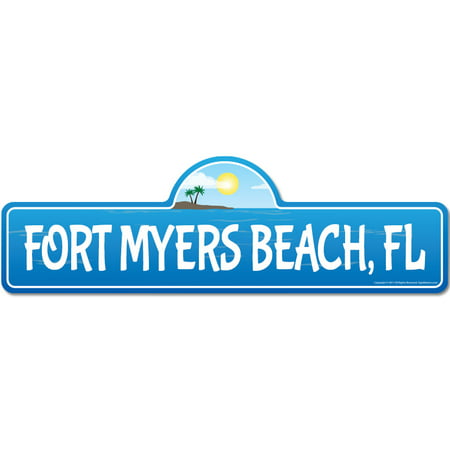 Fort Myers, FL Florida Beach Street Sign | Indoor/Outdoor | Surfer, Ocean Lover, Décor For Beach House, Garages, Living Rooms, Bedroom | Signmission Personalized (Best Beaches In Florida To Metal Detect)