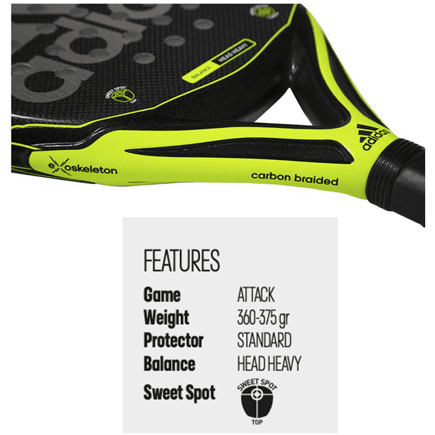 Adidas ESSNOVA CARBON Padel paddle racket tennis Blade Carbon 3K top Spot racquet WPT professional Advance 360 - 375 gr pala raqueta EVA Exoskeleton - Walmart.com