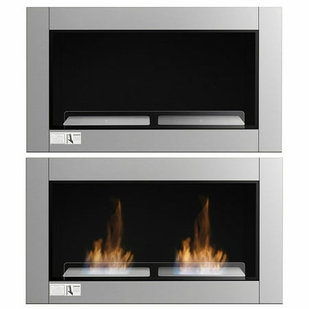 Gymax 38 Inch Wall Mounted Bio Ethanol Fireplace Ventless Dual