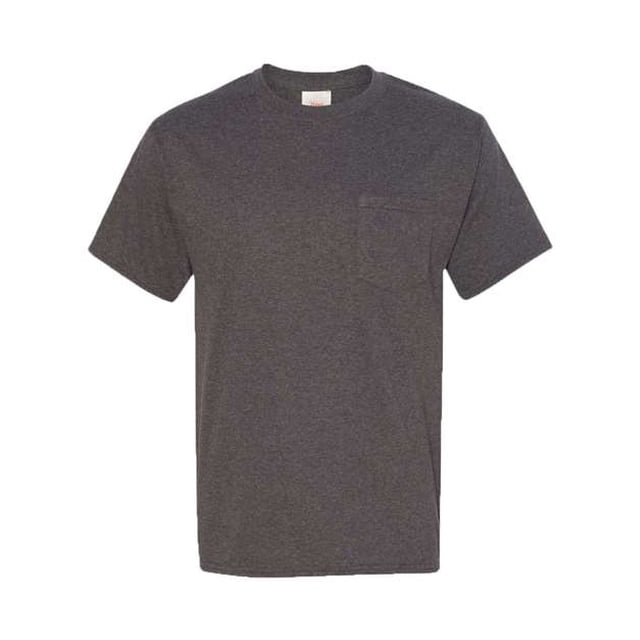 Hanes Camiseta con bolsillo TAGLESS, Charcoal Heather, Medium hanes 5590