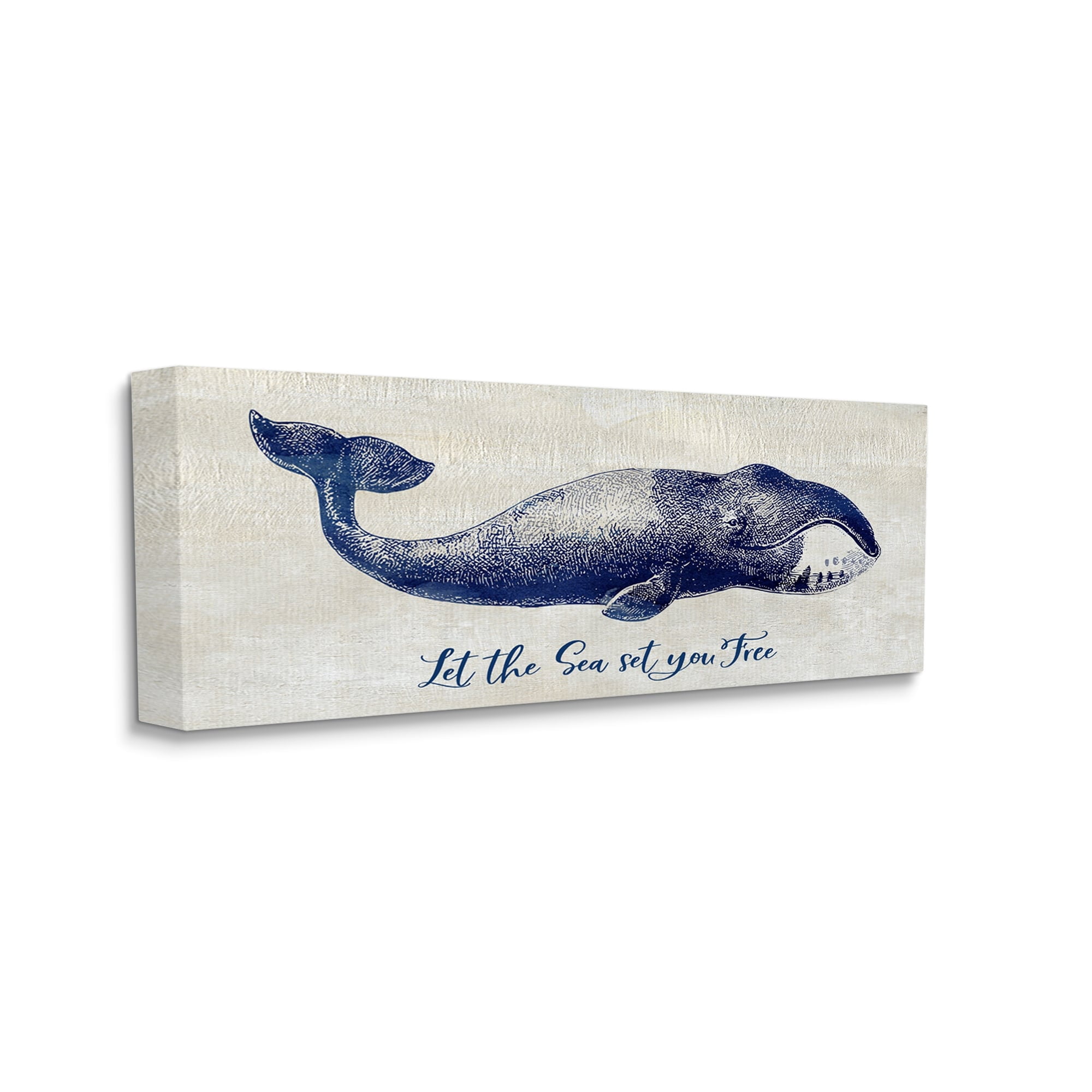 Stupell Industries Uplifting Nautical Sea Quote Detailed Whale Imagery Graphic Art Gallery Wrapped Canvas Print Wall Art, Design by Susan Jill