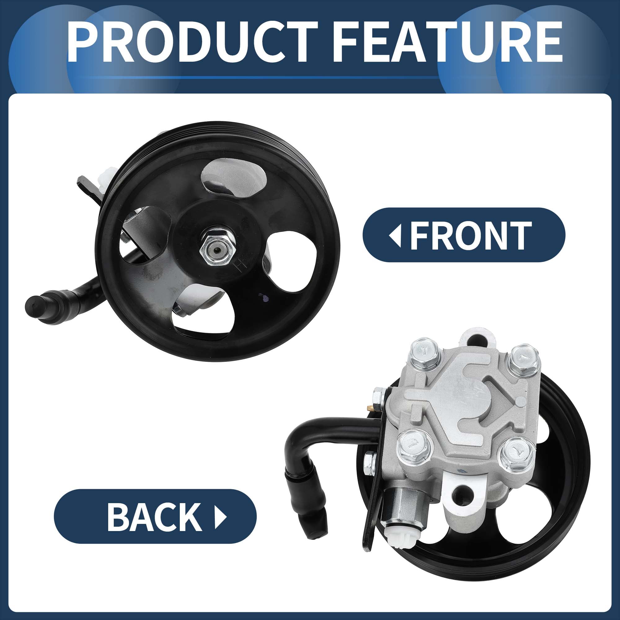 Power Steering Pump with Pulley No.5710026100 for Hyundai Santa Fe V6 2.7L 2001-2006 Aluminum Alloy