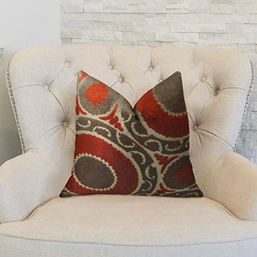 Plutus Pomegranate Handmade Throw Pillow, (Double sided 26" x 26")
