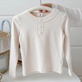 thumbnail image 6 of Teen Girls Shirts Long Sleeve Henley T Shirts Button Up Slim Fit Tops Basic Tees Round Neck Ribbed Knit Shirts Girls Fall Winter Clothes Size 11-12T, 6 of 6