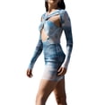 thumbnail image 2 of goowrom Robe Moulante pour Femmes, Robe Courte de Boîte de Nuit et de Fête à Manches Longues avec Croisement avant et Découpes, 2 of 5