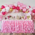 thumbnail image 3 of Falda de mesa con tutú rosa. Falda de mesa de 6 pies con capas dobles de organza. Decoraciones para fiestas de princesas, decoraciones para quinceañeras, primer cumpleaños de niña, 3 of 5