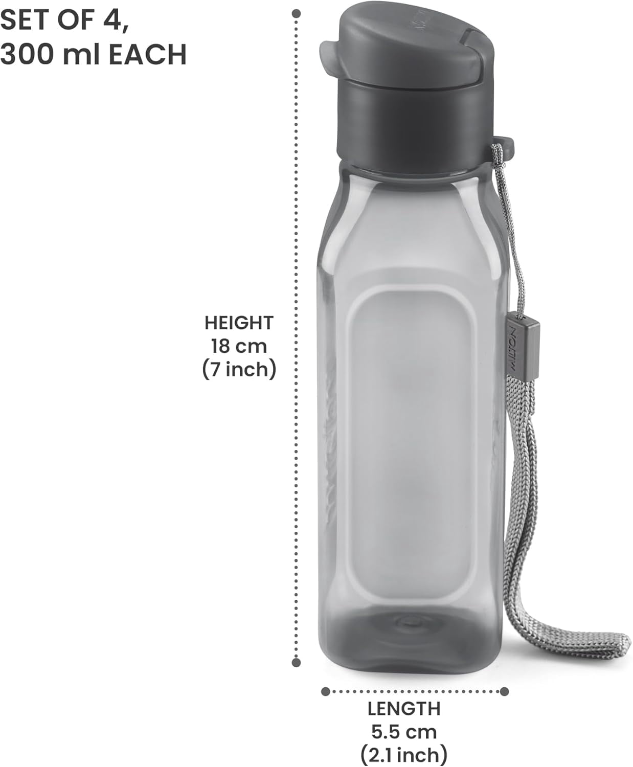 MILTON 4 Pack 10oz Reusable Water Bottles with Carry Strap – pastel