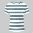 thumbnail image 5 of NOEGOEU Mens Short Sleeve T Shirts Striped Casual Crewneck Basic Shirt Stretch Summer Beach Tees (Light Blue,M), 5 of 7