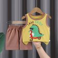 thumbnail image 2 of Toddler Boys 2-Piece Tank Top And Shorts Set Summer Clothes Cotton Shirts And Shorts Kids Outfits Yellow 3-4 Years, 2 of 4