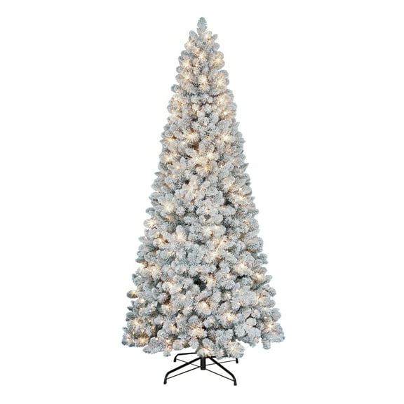 9 ft Pre-lit Flocked Virginia Pine Tree 1460 Tips 700 UL Clear Incandescent Lights