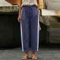 thumbnail image 4 of Hurxie Women Side Stripe Pants Y2k Elastic Waist Wide Leg Baggy Track Pant Lace Trim Parachute Pants with Pockets Navy,L, 4 of 7