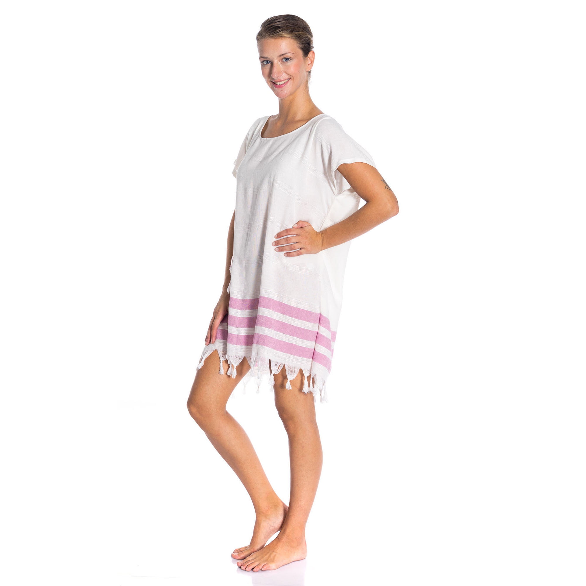 All Cotton Swimsuit Cover Ups for Women Short Sleeve Beach Dress