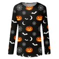 thumbnail image 6 of Garbnen S-5XL Halloween Long Sleeve Shirts for Women Ghost Pumpkin Spooky Women's Graphic T Shirts Plus Size Holiday Womens Pullover Red 4XL, 6 of 7