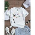 thumbnail image 1 of Young Girl Simple Dandelion Print Short Sleeve T-Shirt, 1 of 4
