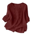 thumbnail image 6 of Sexlip Women's T-Shirt Round Neck Short Sleeve Loose Fit Breathable Comfortable Wear All Occasion Use Soft Comfortable Red M, 6 of 9