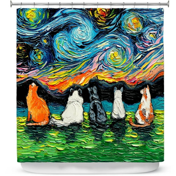 Shower Curtains 70" x 73" from DiaNoche Designs by Aja Ann - van Gogh Cats 2