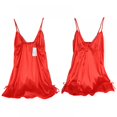 thumbnail image 5 of Women Lingerie Satin Lace Chemise Nightgown Sexy Full Slips Sleepwear Sexy Suspenders V-neck Solid Color Nightdress, 5 of 7