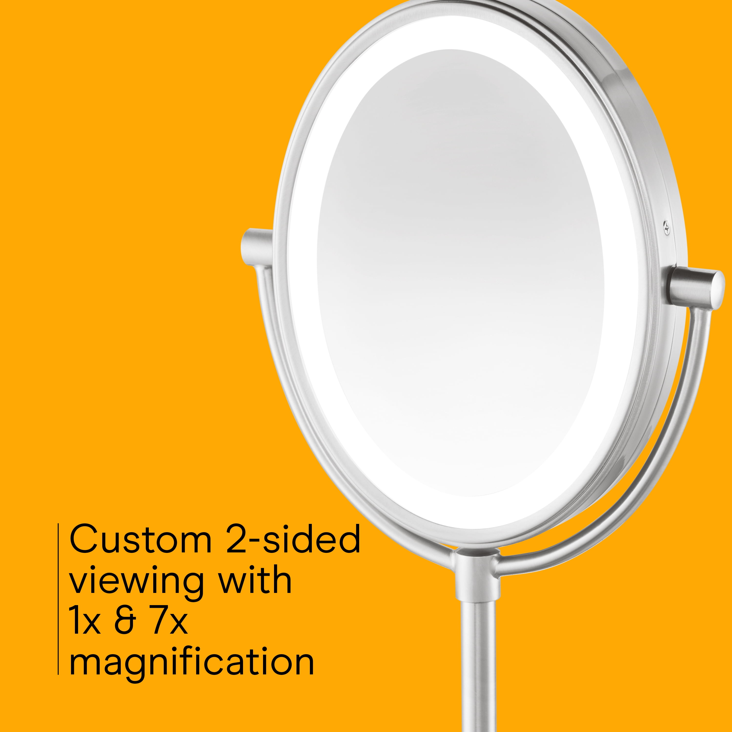 Conair LED Vanity Mirror, Double-Sided 1x/7x Magnification, Satin Nickel
