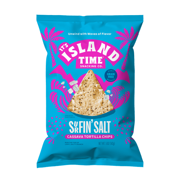 Island Time Snacks Surfin' Salt Cassava Tortilla Chips, Grain Free, 5 oz