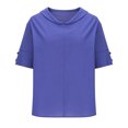 thumbnail image 3 of Camiseta con Botón Mujeres, Sudadera Casual Color Sólido Camiseta de Cuello en V de Manga Corta para Diario, Compras Y Salida, 3 of 7