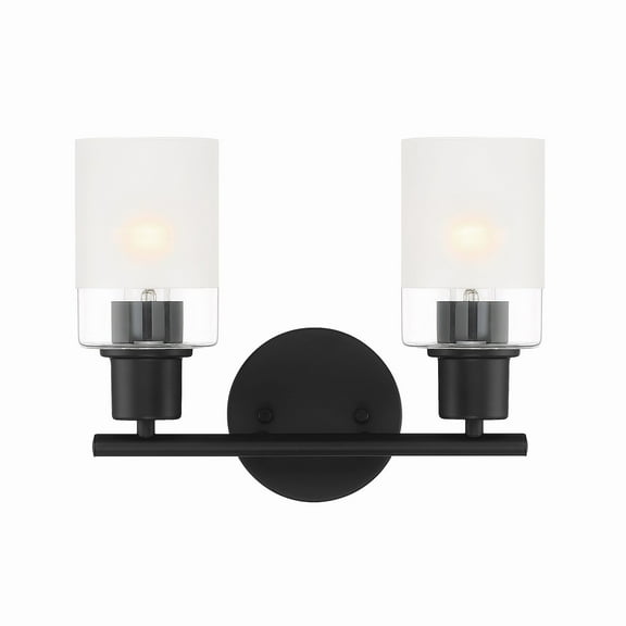 Designers Fountain Cedar Lane 2 Light Matte Black Bathroom Vanity Light Fixture, D236M-2B-MB