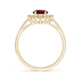 thumbnail image 3 of Angara Lab Grown Ruby Ring with Lab Diamond Halo in 14K Yellow Gold for Women (Size-8x6mm) | Princess Diana Lab Created Ruby Ring (Ring Size - 9.5), 3 of 9