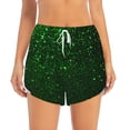 thumbnail image 2 of Salouo Green Sparkling Print Women's 2 in 1 Running Shorts Double-Layer Shorts Athletic Workout Gym Yoga Shorts Running Shorts for Women-Large, 2 of 7