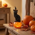 thumbnail image 4 of Halloween Black Cat Pumpkin Lamp, Light Up Resin Cat Statue, Indoor Outdoor Tabletop Decor for Porch Mantel Patio Party Halloween Display, 4 of 6