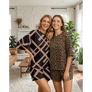 MINTREUS Womens Pajamas Sets 2 Piece knit Lounge Set Sleepwear With Pockets Loose fit M-3XL