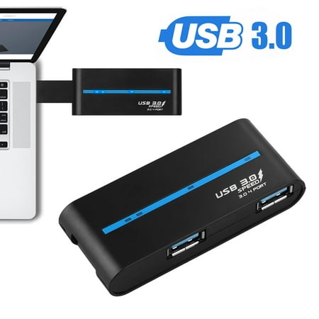 TSV 4 Port Compact Portable High Speed USB 3.0 Data Hub for Windows, Mac OS, Linux -