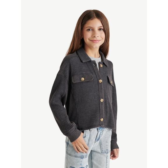 Justice Girls Waffle Shacket, Sizes XS - XLP
