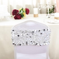 BalsaCircle 50 Silver 10" Big Payette Sequined Chair SashesEvents Catering