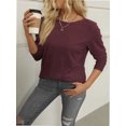 thumbnail image 5 of Women Long Sleeve Crew Neck Slim Fit Stretchy Layer T Shirts Tops, 5 of 6