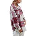 thumbnail image 4 of Seyurigaoka Women Juniors Shacket Plaid Turn-Down Collar Long Sleeve Coat with Chest Pockets, 4 of 6
