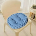 thumbnail image 4 of Cinvoph 14" Thickened Solid Color Chair Cushions for Dining Chairs Corduroy Seat Cushion with Ties, Soft Textured Washable Seat Pad, Cozy for Kitchen Home Office Use, Blue, 4 of 6