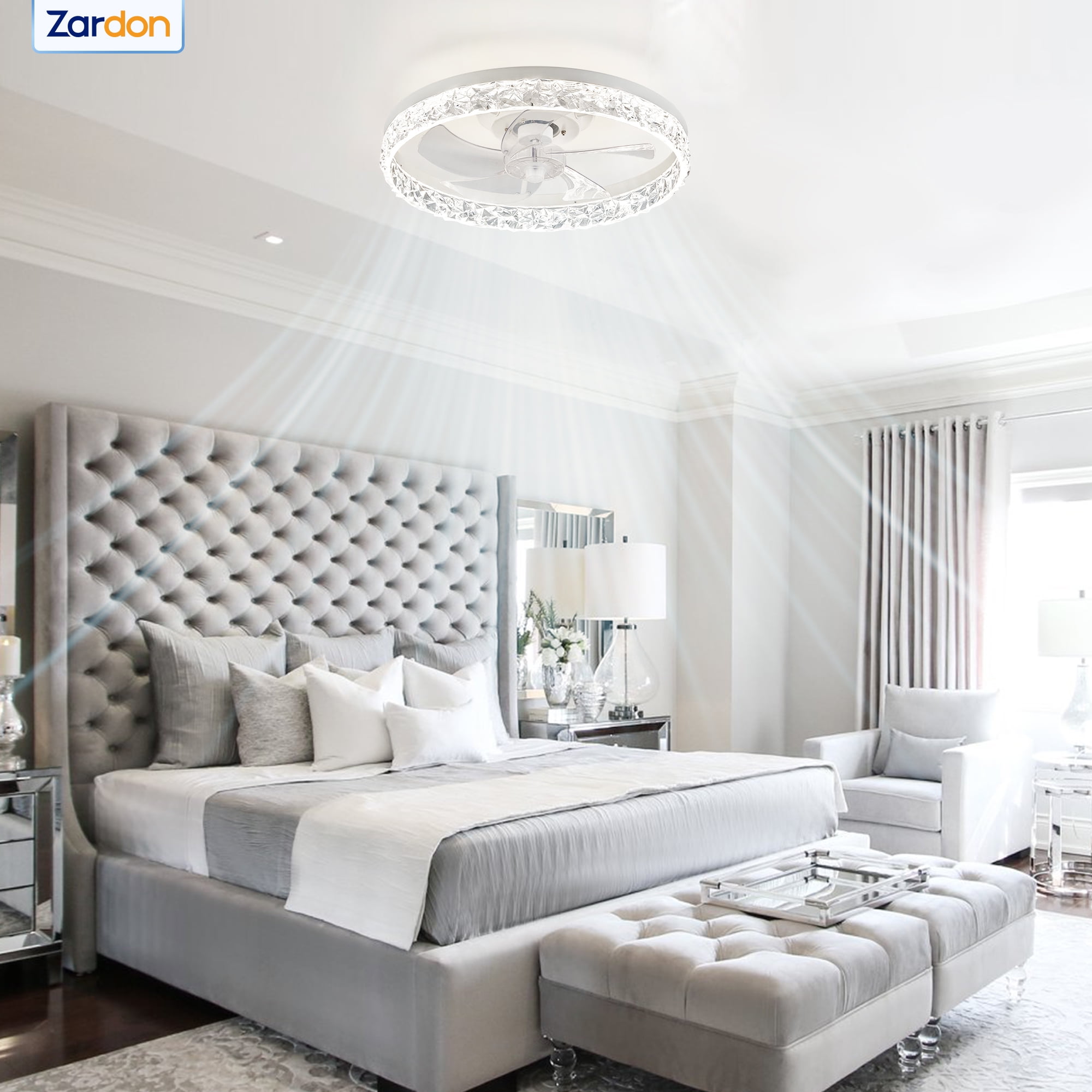 Zardon 20" Modern Ceiling Fan with Light and Remote Control & App Control -White Ceiling Fan for Bedroom, Kitchen