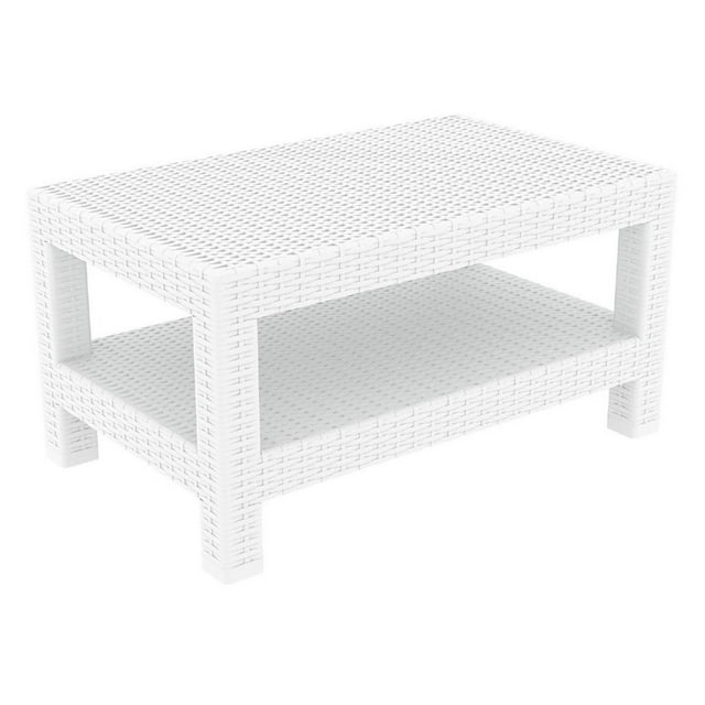 Monaco Rectangle Patio Coffee Table White
