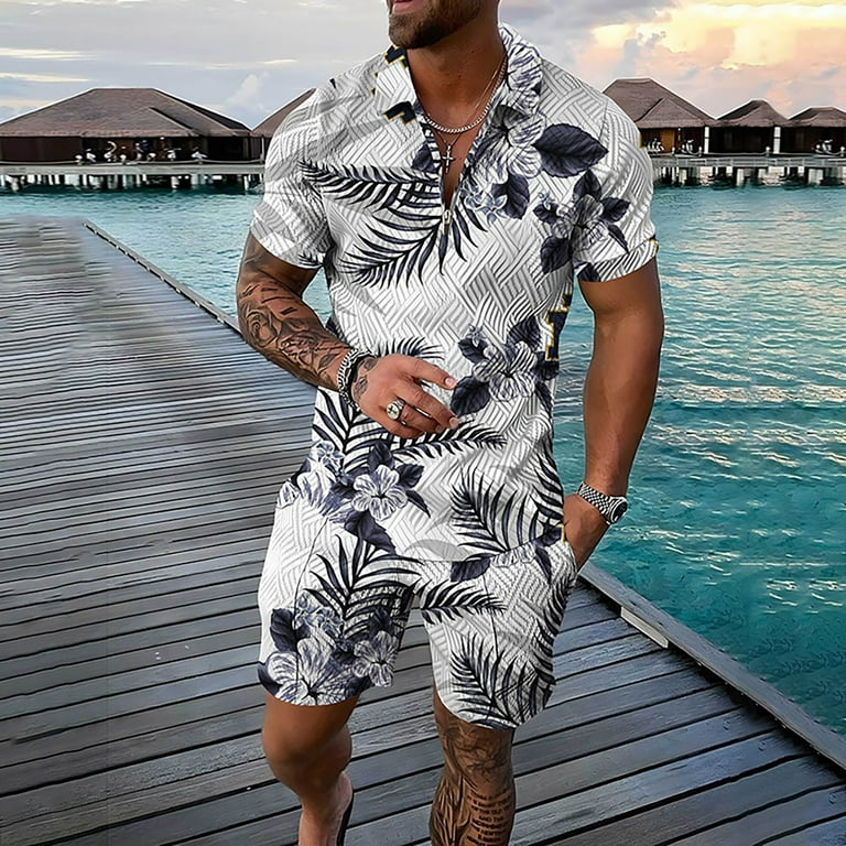 Men's 2 piece linen short set clearance