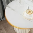 thumbnail image 6 of POVISON 14.96" Modern Light Luxury Side Table, Glossy Sintered Stone Tabletop with Metal Base, 6 of 9