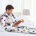thumbnail image 4 of Mens Pajamas Set, Cute French Bulldog Love Stars Button Down Long Sleeve Loungewear Sleepwear Pjs sets for Men, 4 of 5