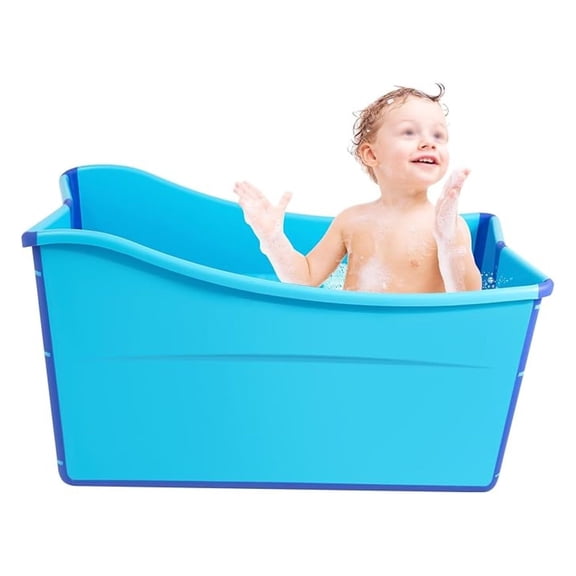 Portable Bathtub, 34.3x18.1x22.2in - Folding Adult & Kids Bathtub for Small Space - Space Saving, Easy Install, with Drain Pipe & Plugs