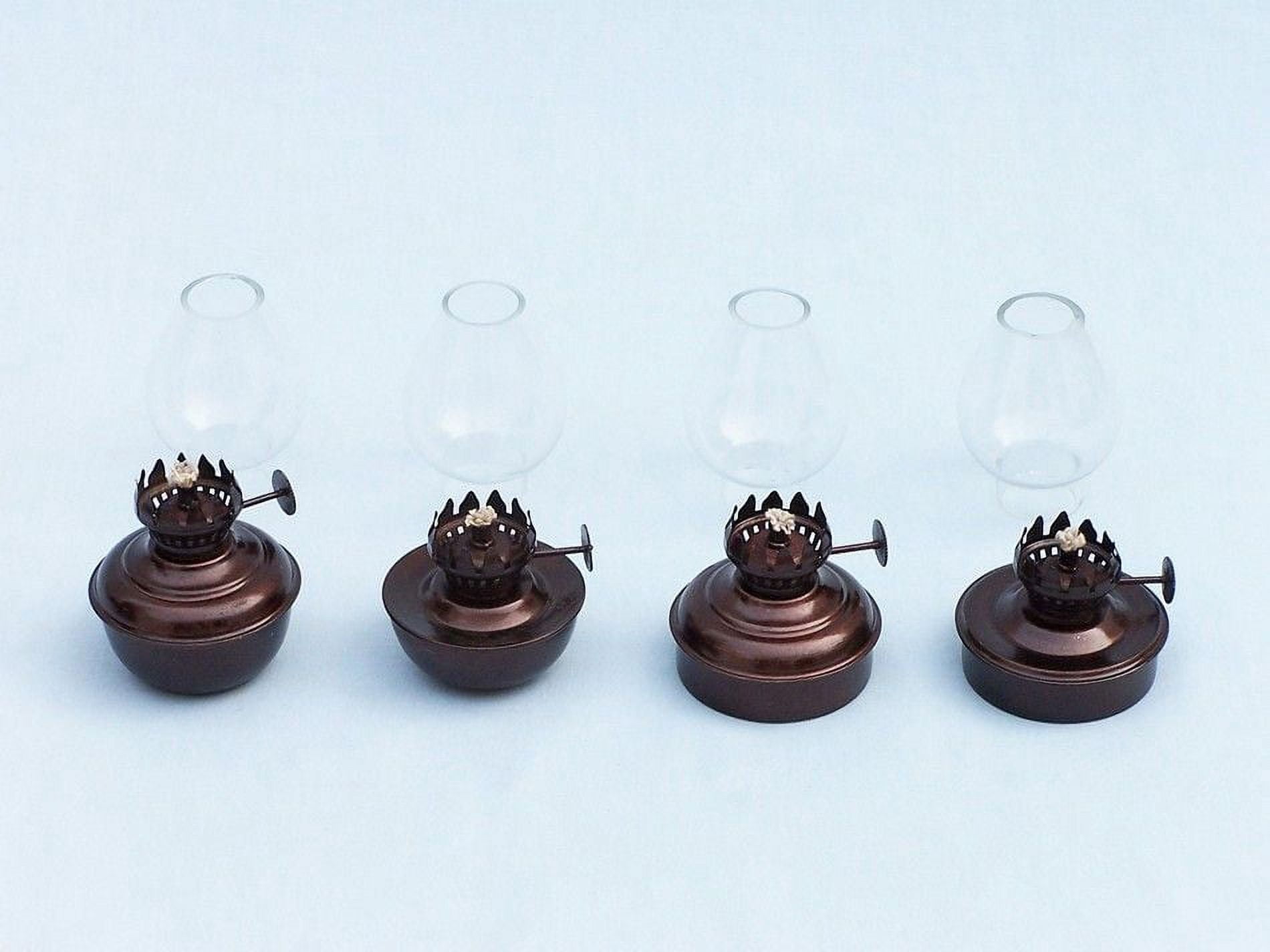 Handcrafted Model Ships NL-1141 AC Antique Copper Table Oil Lamp 5 in. - Set of 4 Decorative Accent