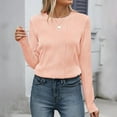 thumbnail image 2 of Bjutir Womens Long Sleeve Tops Fall Winter Textured Shirts Fall Crewneck Casual Trendy Knit Tops T Shirts Pink Xl, 2 of 6