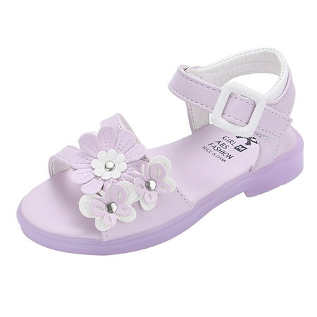 

Quealent Toddler Girls Sandal Slides Sandals Girls Girls Sandals Princess Shoes Bow Knot Children Open Toe Soft Sole Broken Flower Size 1 Jelly Shoes Purple 26