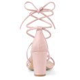 thumbnail image 4 of BLISSFUL STEP Women's Open Toe Strappy Lace Up Block Heel Sandals, 4 of 7