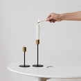 thumbnail image 2 of ULTNICE Metal Candle Holder Simple Single End Candlestick Rack for Wedding Valentine's Day Festival 1 Set Black Golden Small Size, 2 of 5