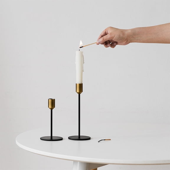 HEALEEP 2Pcs Wedding Candle Holder Simple Iron Stand with Smooth Surface and Stable Non Slip Base